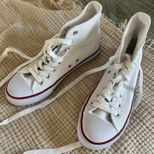 Women’s High Top Canvas Sneaker, White, Size 6